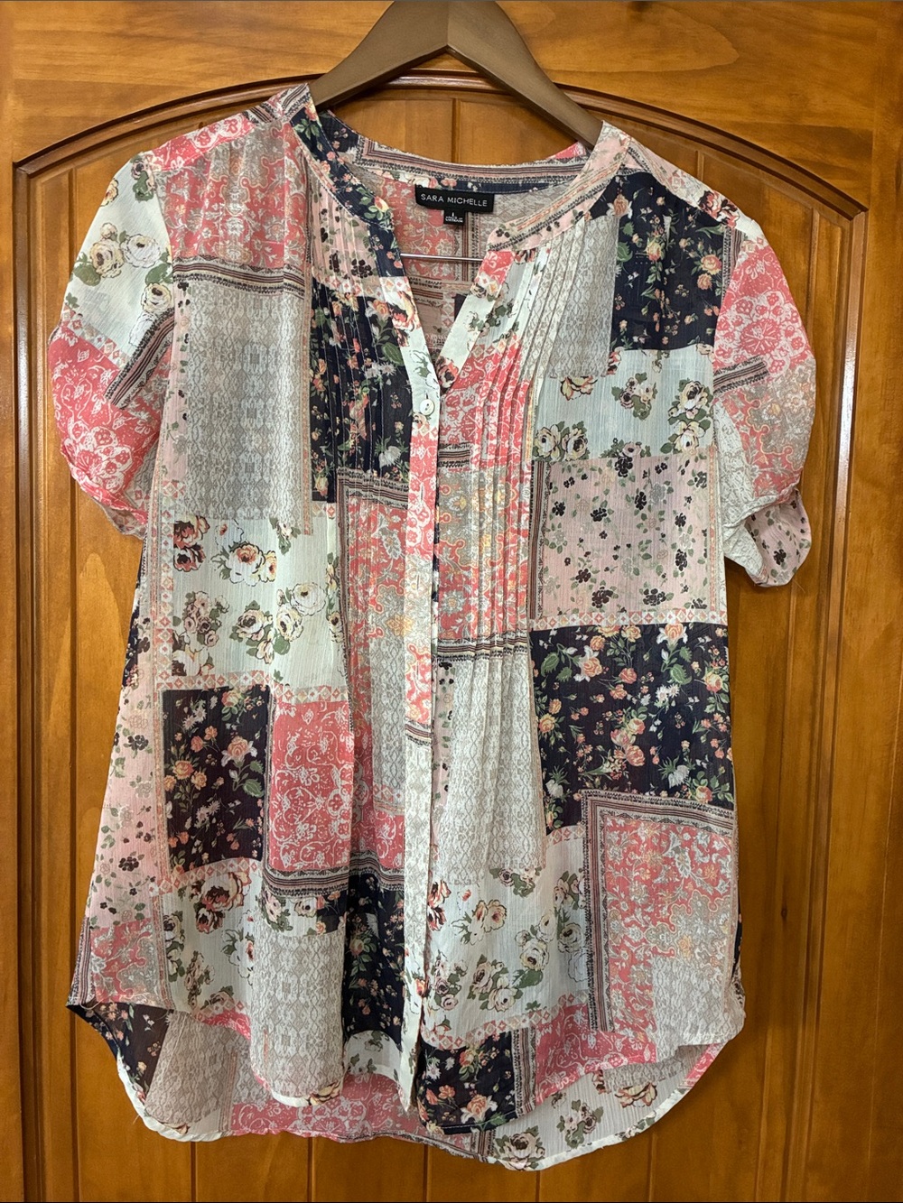 Sara Michelle Boho Floral Patchwork Blouse - Size L
